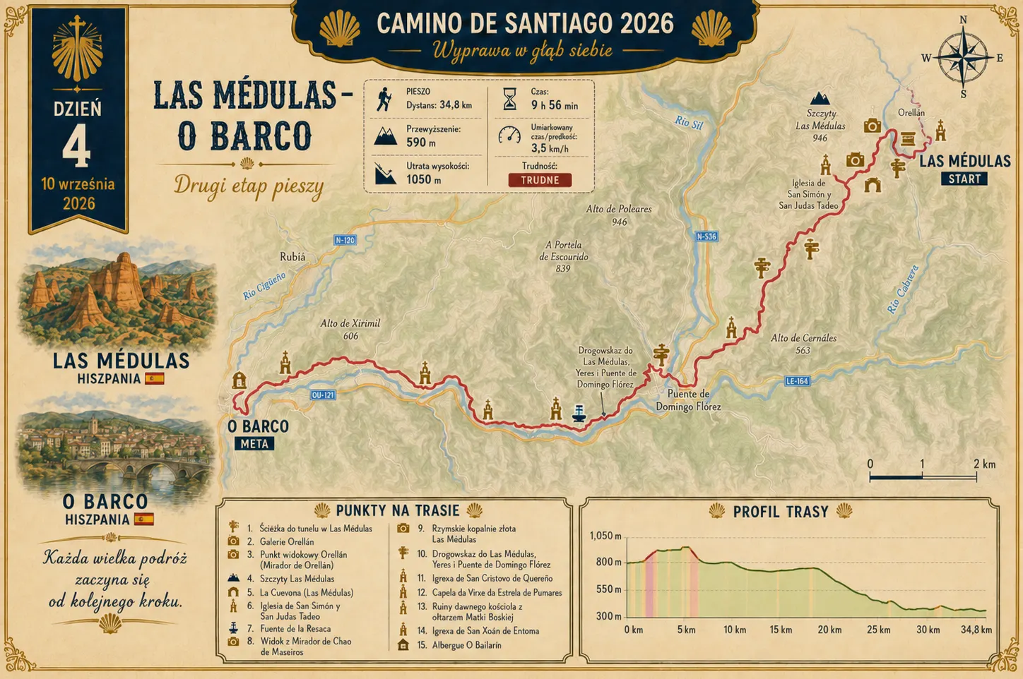 Drugi etap pieszy - Las Médulas‬ → ‪O Barco